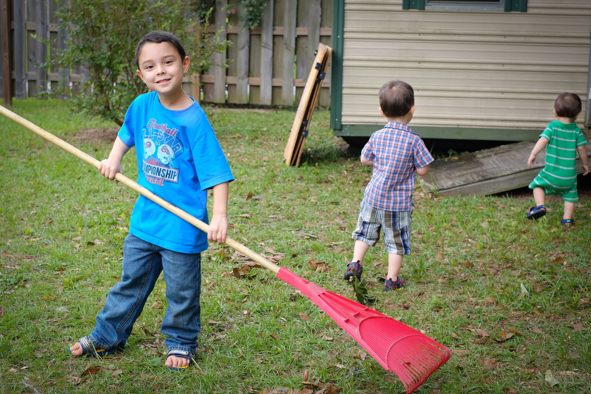 2012 - Abraham volunteered often to rake the leaves and clean up outside with his siblings. Age: 4 almost 5