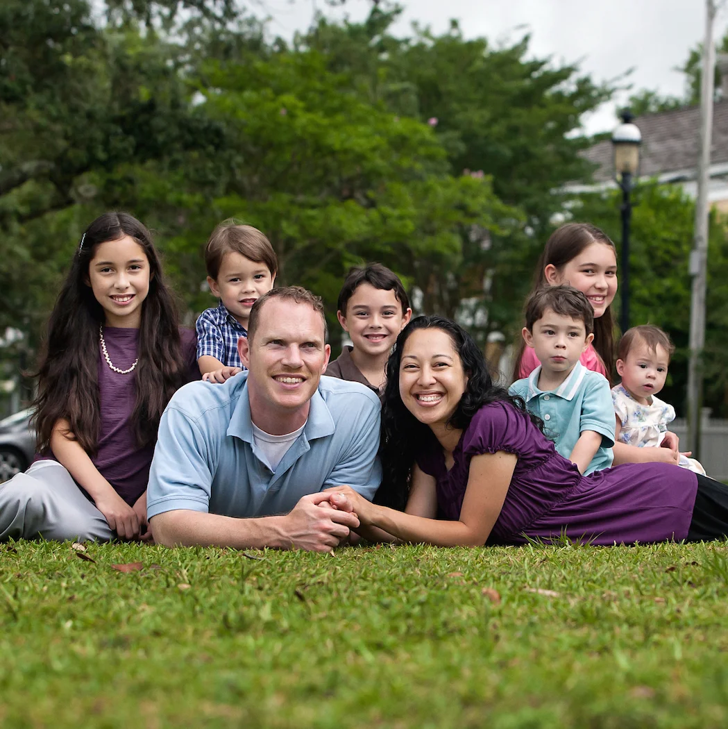 Tim and Franicia White and children at seville quarter in Pensacola, florida. Left to Right: Pelaiah, Daniel, Tim, Abraham, Franicia, Noah, Heistheway, and Shiloh. (Photography by David & Jess Photography www.david-jess.com ) © 2014 tim & franicia