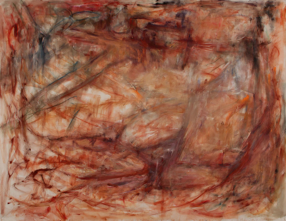 Michael K. Paxton, Heavy Red 2 72" x 96" 2015 Prepared Raw Canvas with Chalk, Charcoal, and Acrylic
