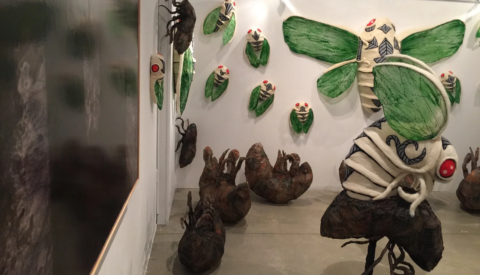 View of Ryan Lytle's Emergence (right) with Shaun C. Whiteside's Elegy to the U.S. Republic no. 5 (after Motherwell)