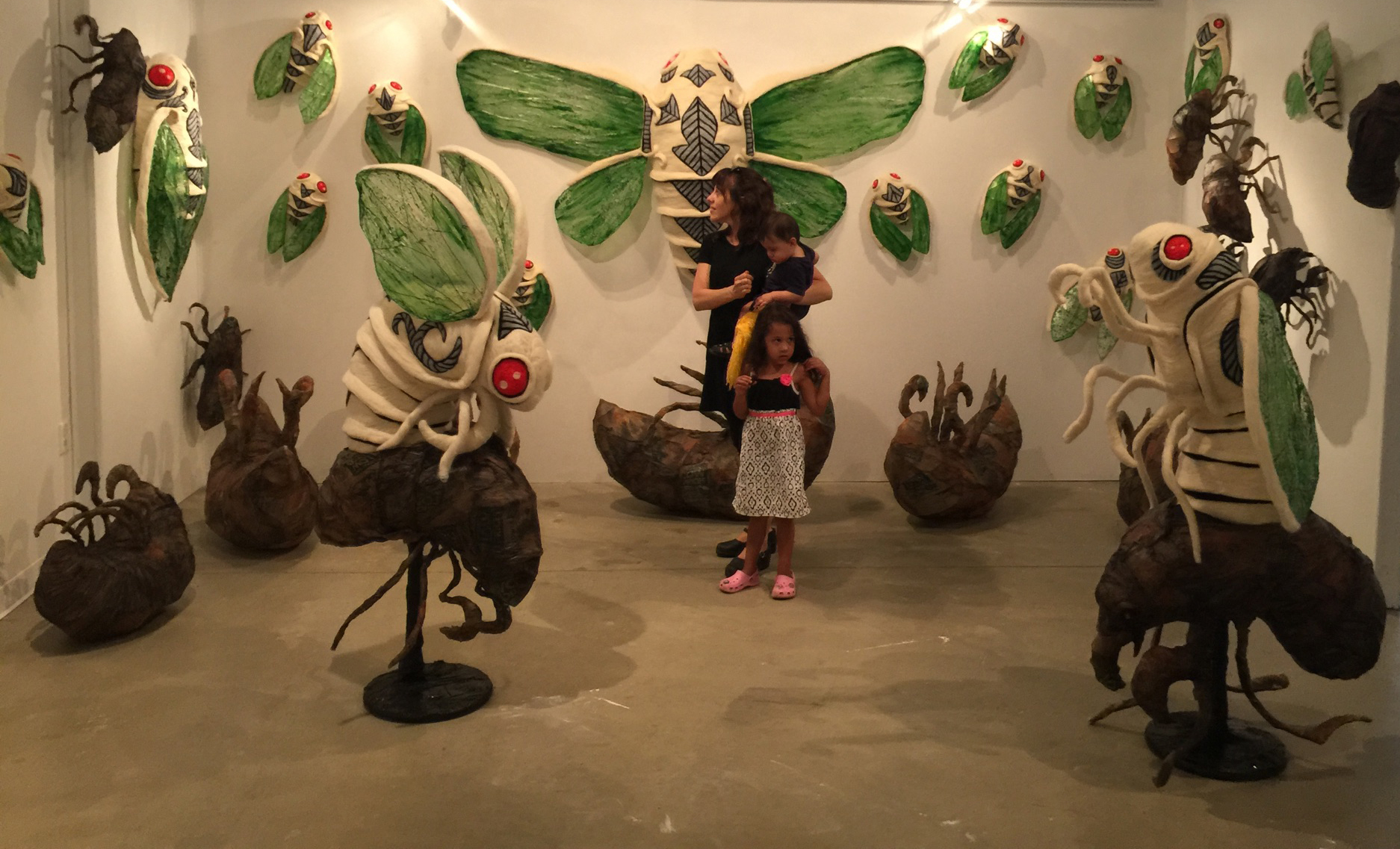 Visitors with Ryan Lytle's Emergence installation