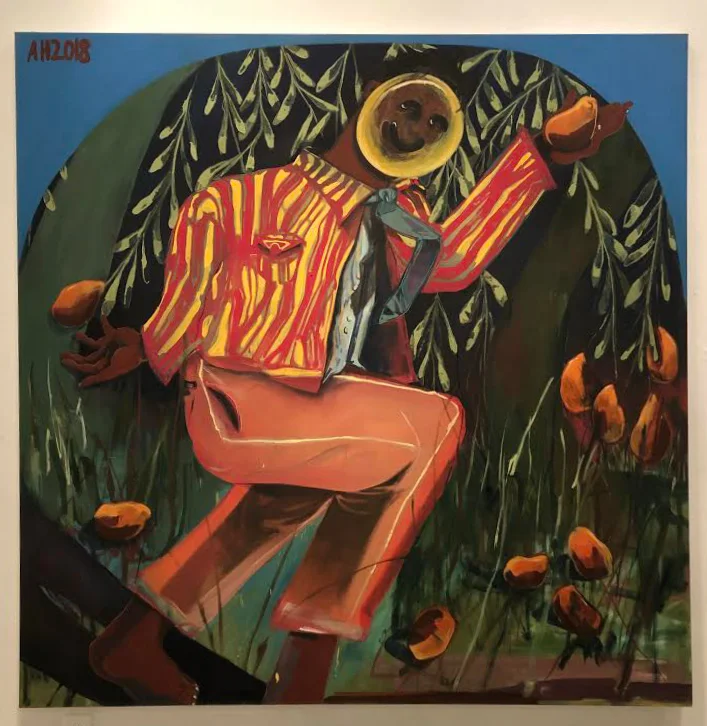 Asif Hoque “Always smile for the neighborz,” said Baba oil on canvas