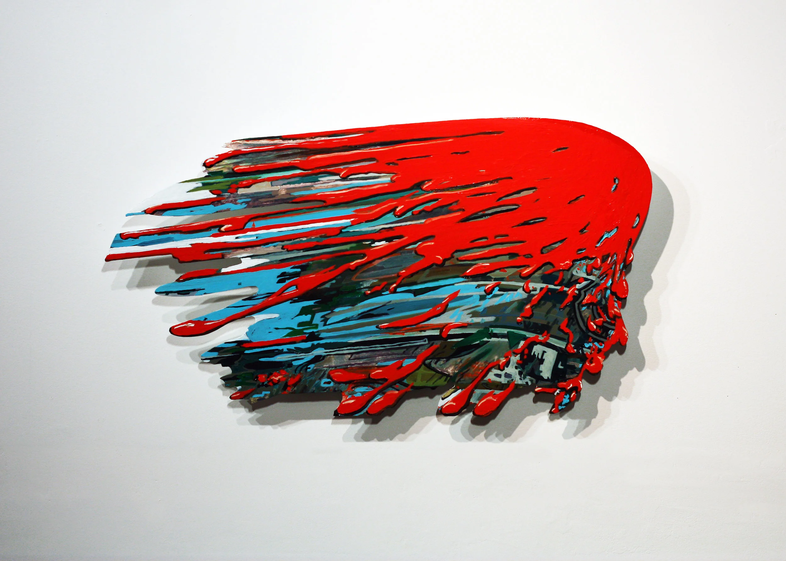 Lindsay McCulloch, Splatter , oil on Dibond, 14” x 26” x 1”, 2018