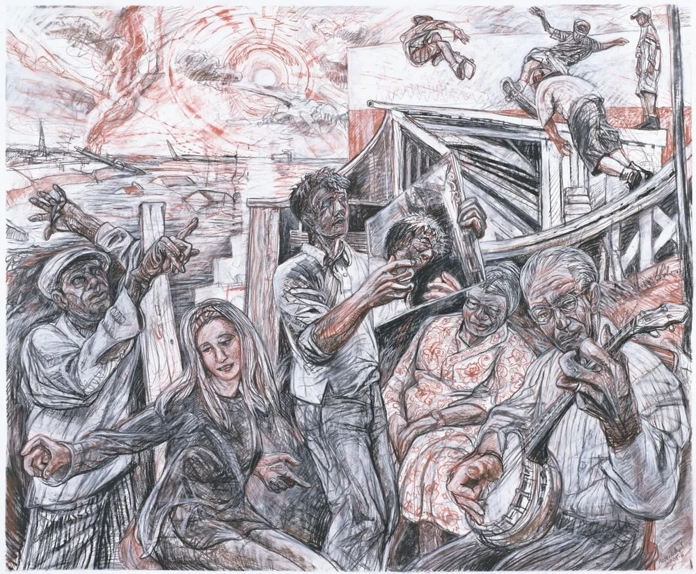 Art Rosenbaum The Deluge , 2005 Tres Crayon 57 × 68 × 2 in View on Artsy
