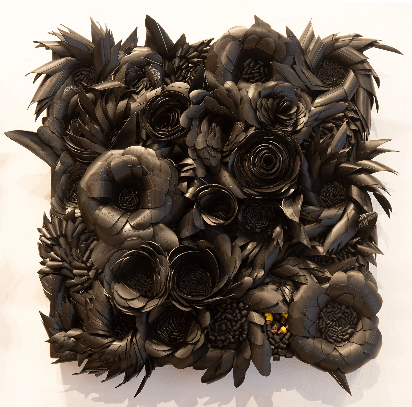 Rubber Garden (15x15), 2019 Post-consumer bicycle tubes in wood frame