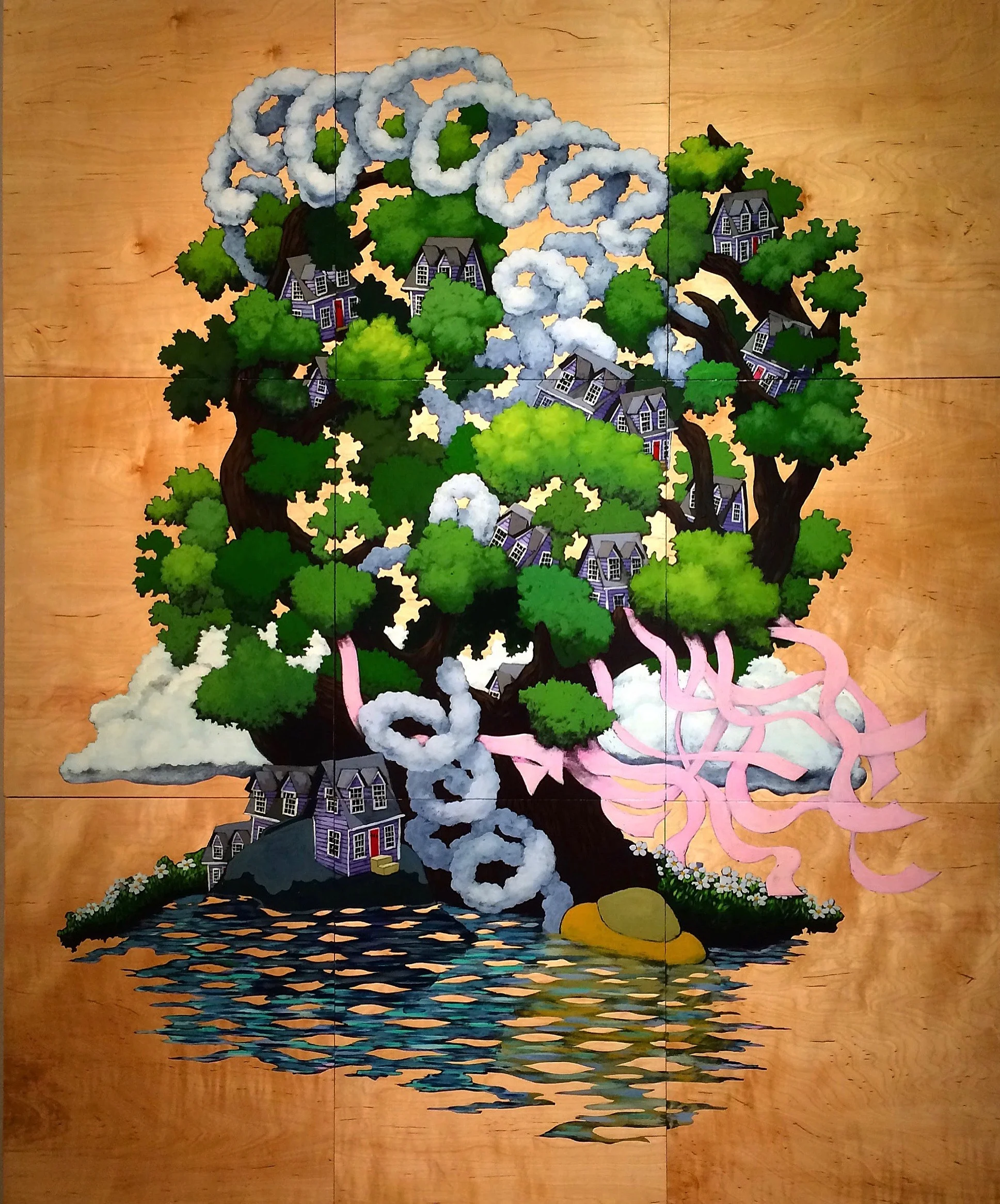 Forced Evolution, Oil on Wood Courtesy of Glave Kocen Gallery