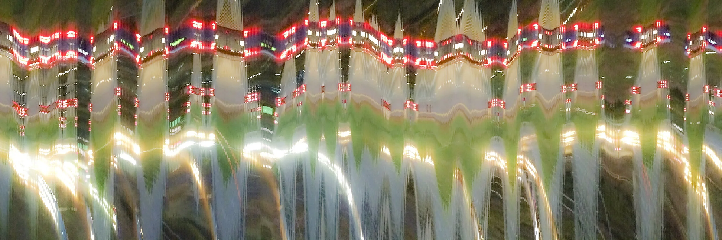 Alan Skees, American Glitch: Neo Regionalism - Car - AL/VA - Nocturne - 08 , 12h x 36w inches, 2019, digital slit-scan ink jet print