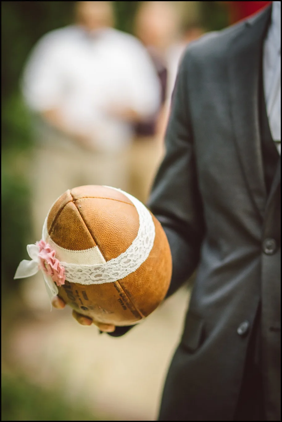 Tossing the garter attached to a football...we had never seen that done before either. Loved it!