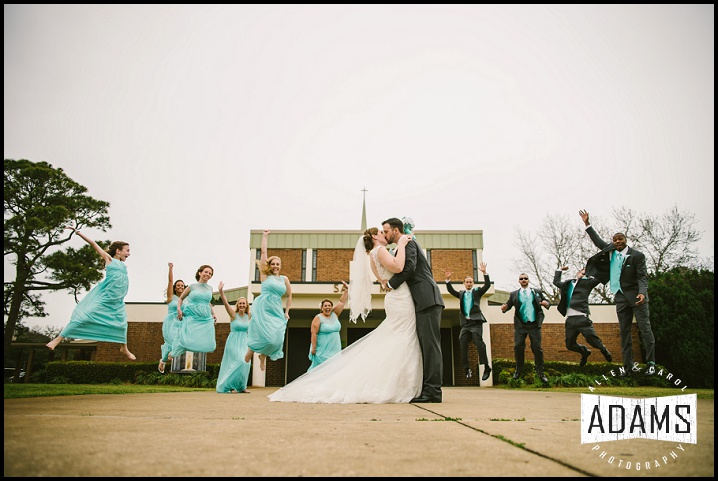 ALLEN ALWAYS LOVES TO GET THE WEDDING PARTY TO DO A FEW FUN PHOTOS. THIS GROUP JUST HAPPENED TO BE AWESOME AND ROCKED THE WEDDING PARTY JUMP SHOT!!! WOOHOO!!