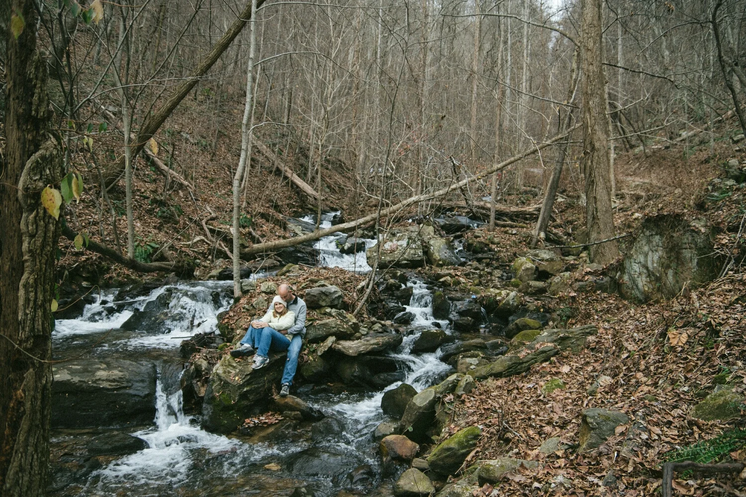 Snuggling at Amicalola Falls State Park in Dahlonega, Georgia
