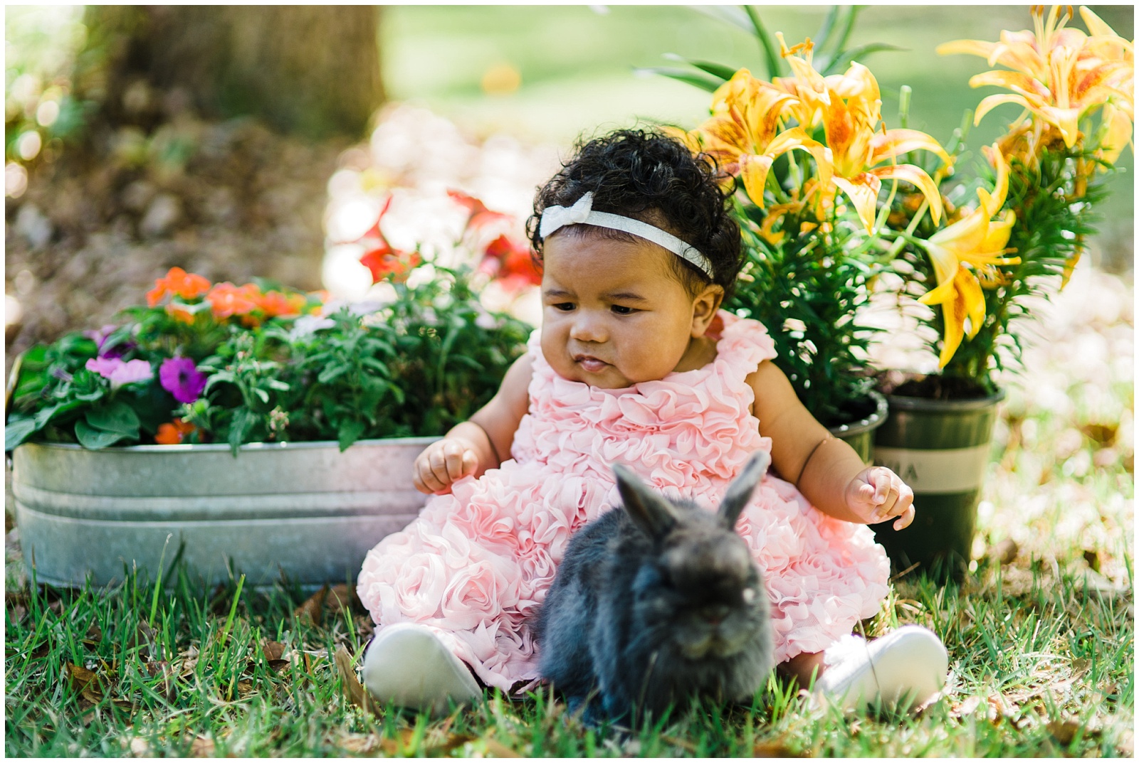 We thought it would be so cute to do Easter photos with our daughter's bunny named Thumper!  But as you can see, Abi wasn't so sure about it. Heehee