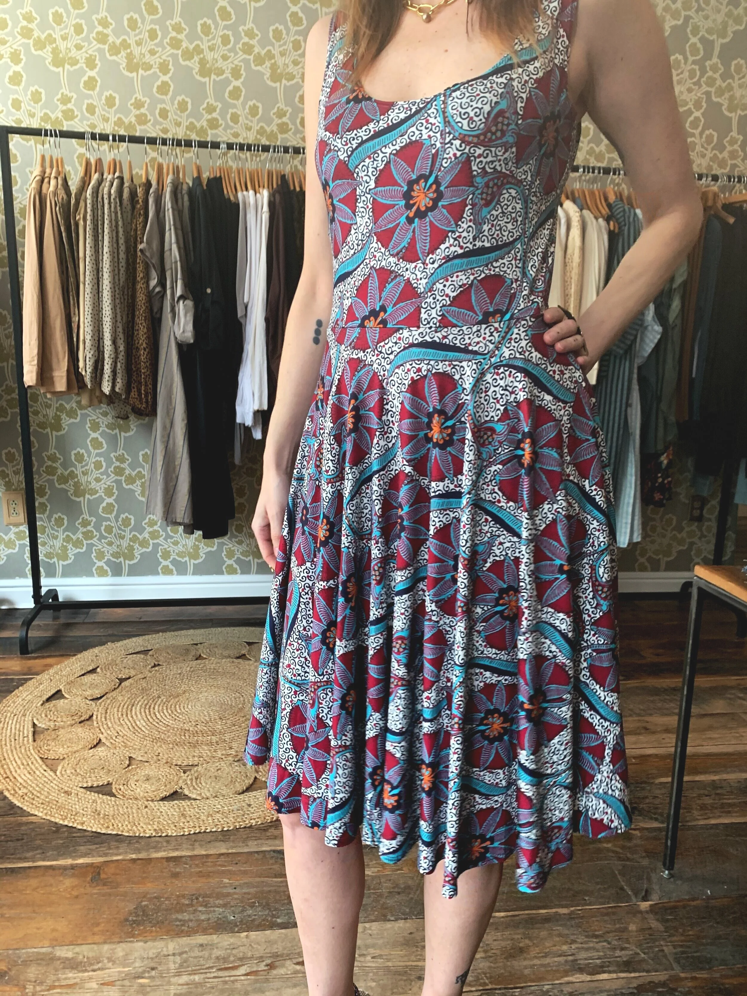 warehouse dash print dress