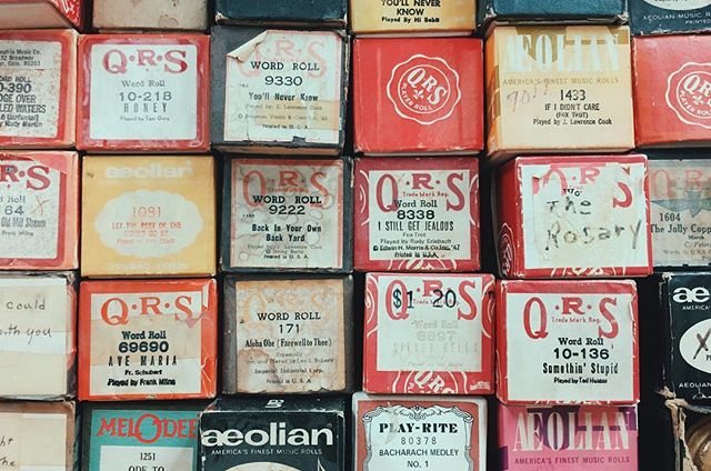 All growing up, my cousins and I would dig through my grandparents collection of these piano player rolls and pump the pedals up and down all day long. All you needed for a dance party was this, a piano, a cane, and a top hat. Now if only I had a pla