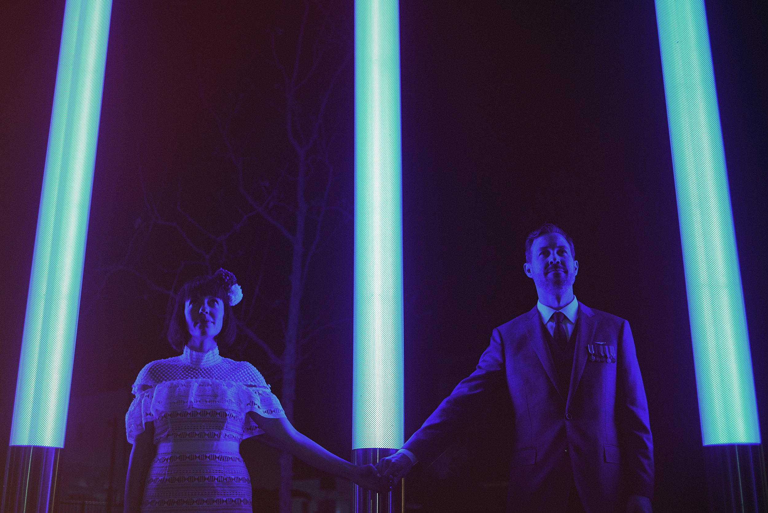 Creative Bride And Groom Portrait at Night