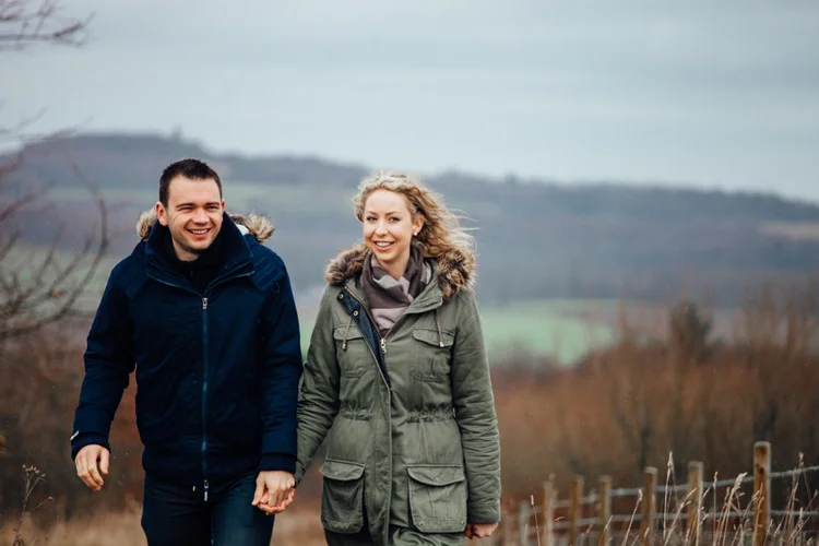 Kim and Matt's engagement shoot at Keppel's Column, Scholes — photo 3 of 16