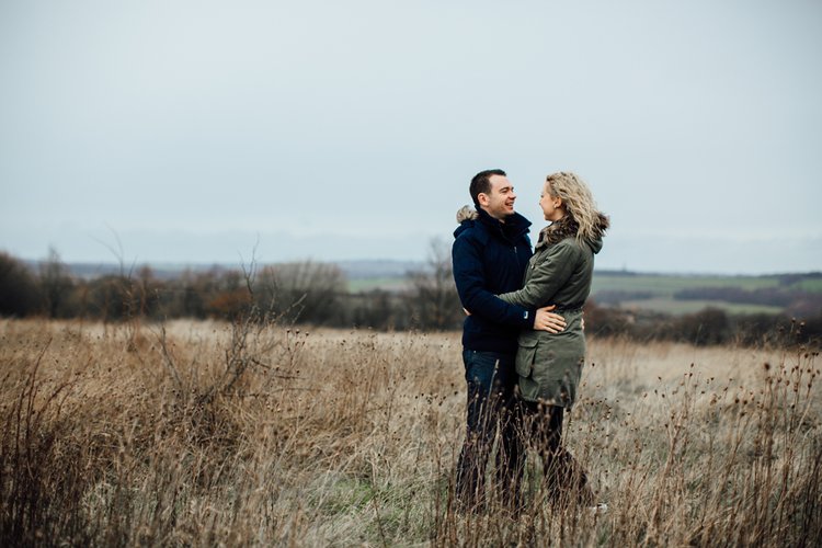 Kim and Matt's engagement shoot at Keppel's Column, Scholes — photo 6 of 16