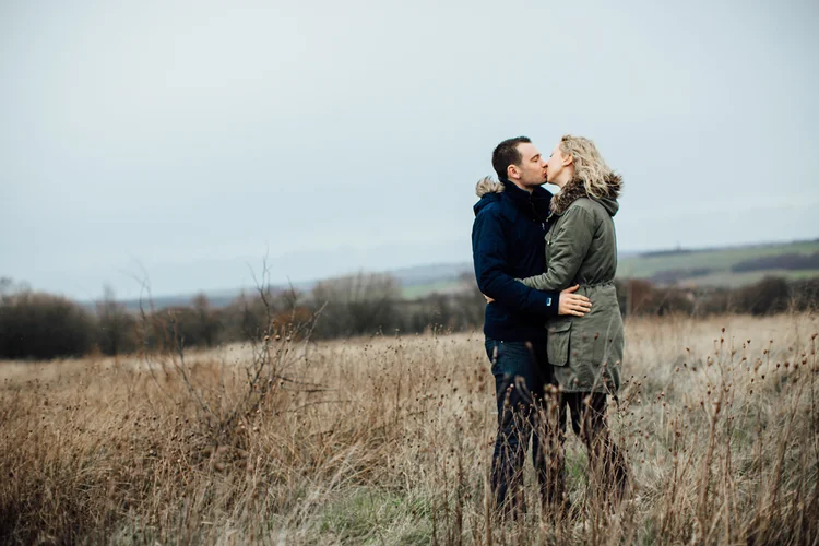 Kim and Matt's engagement shoot at Keppel's Column, Scholes — photo 7 of 16