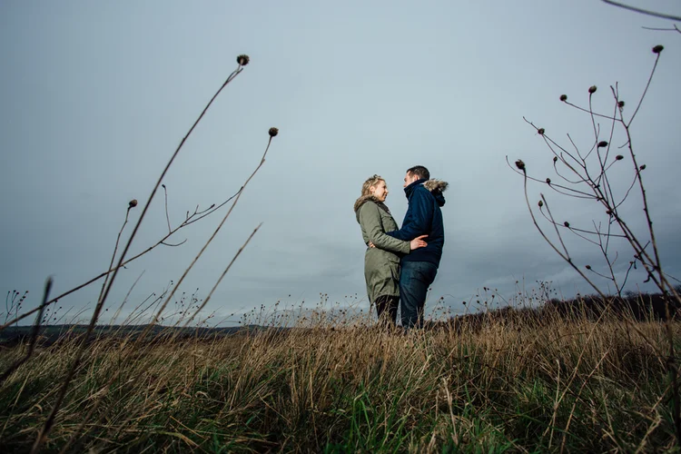 Kim and Matt's engagement shoot at Keppel's Column, Scholes — photo 14 of 16