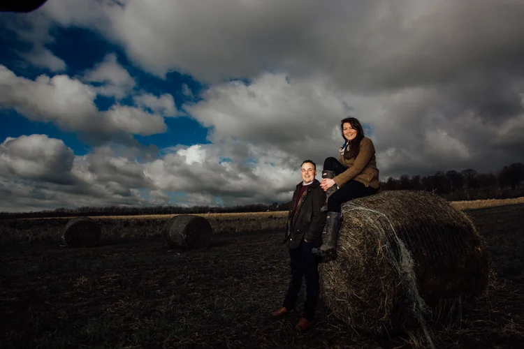 Carys and Nick's farmyard engagement shoot in Rotherham — photo 26 of 28