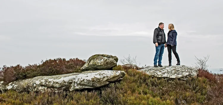 Liz and Mark's engagement shoot at Brimham Rocks, North Yorkshire — photo 5 of 11