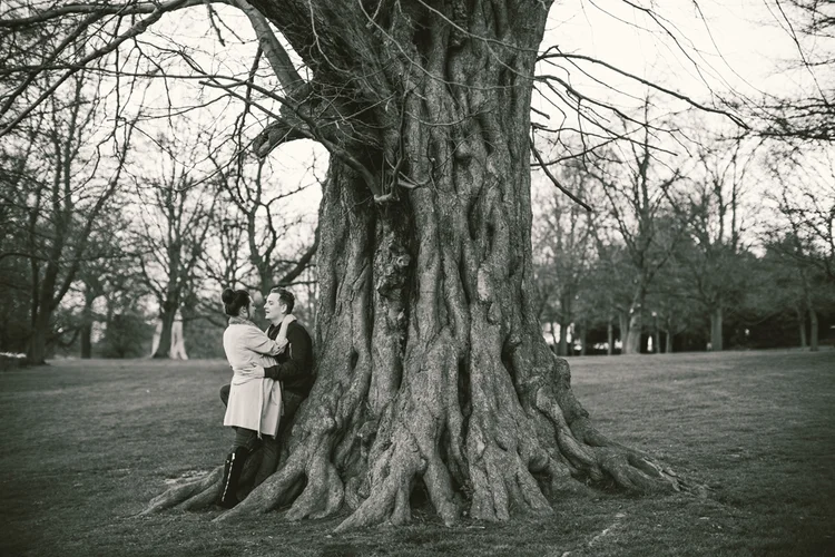 Jennie and Lewis's pre-wedding shoot at Yorkshire Sculpture Park — photo 3 of 31