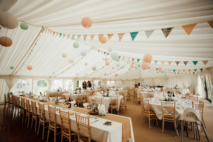 Carys and Nick's wedding at Berkswell Church and a family marquee — photo 46 of 92