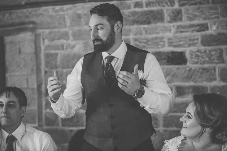 Erin and Jason's foggy winter wedding at Whitley Hall, Sheffield — photo 56 of 57