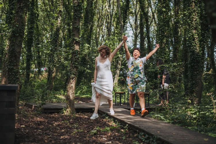 Illona and Lucy's woodland wedding at Applewood, Leeds — photo 52 of 81