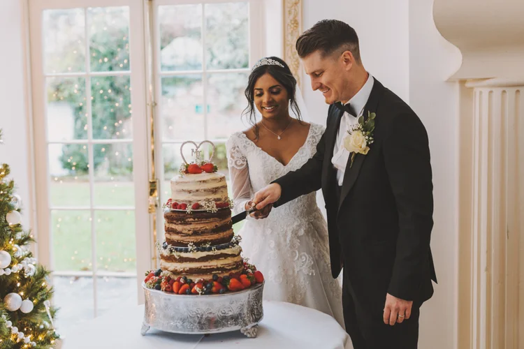 Melissa and Nick's December wedding at Northbrook Park, Farnham — photo 82 of 104