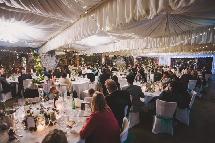 Melissa and Nick's December wedding at Northbrook Park, Farnham — photo 87 of 104