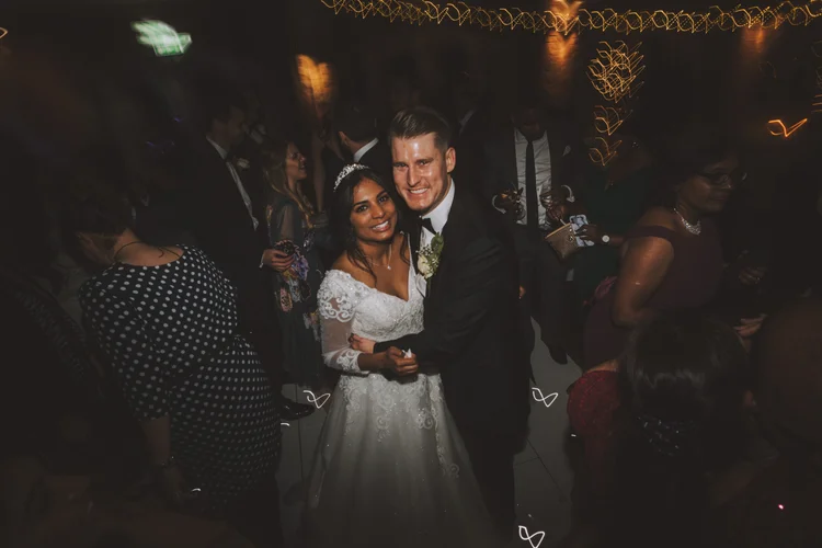 Melissa and Nick's December wedding at Northbrook Park, Farnham — photo 100 of 104