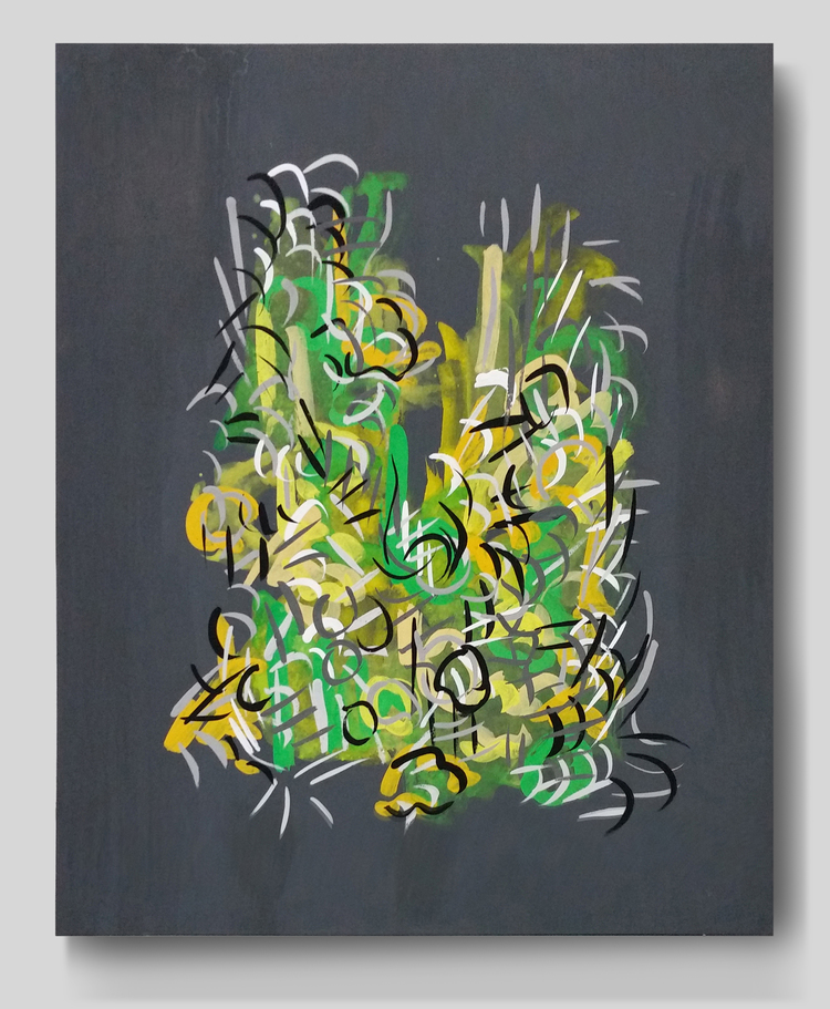 Radiations Series 1,  Drawing 8 (Yellow &amp; Green on Gray)