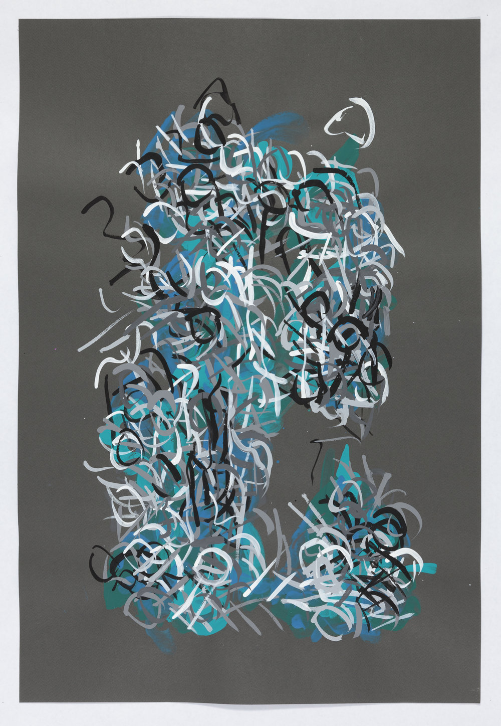 Radiations Series 1, Drawing 1 (Turquoise/Light Blue)