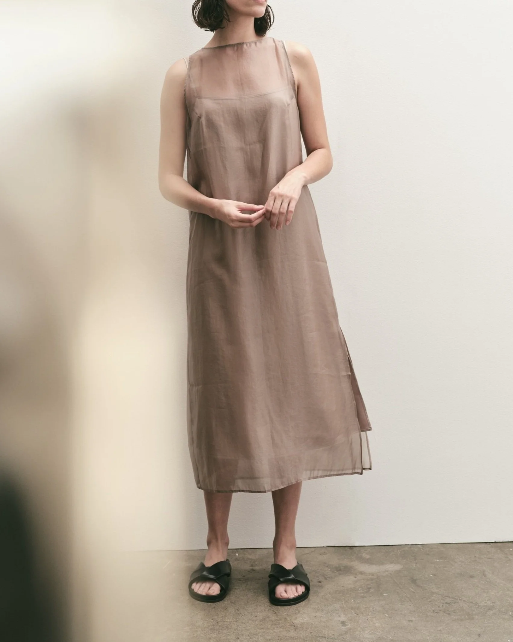 ORGANZA DRESS - DARK BEIGE  MIJEONG PARK - LA based womenswear label