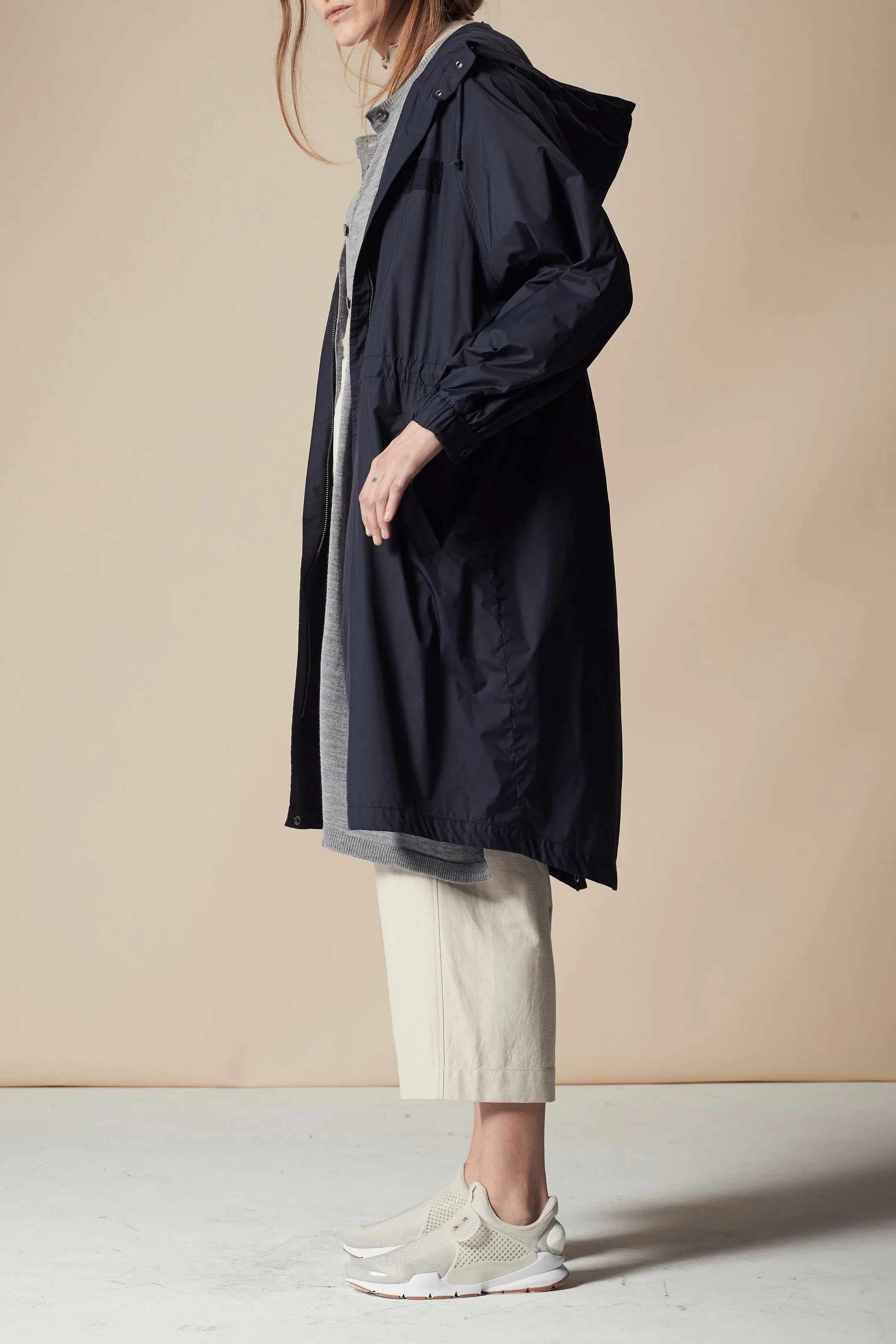 WATER REPELLENT HOODED ANORAK - NAVY