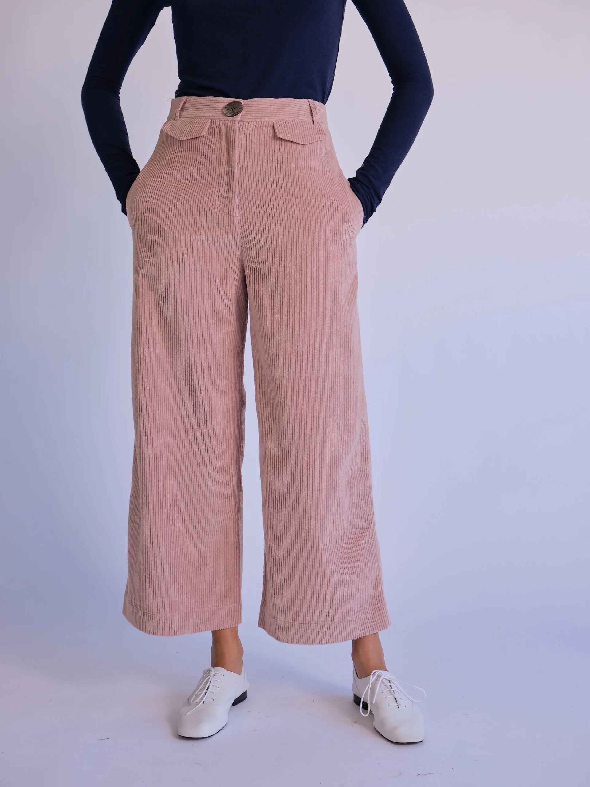 CORDUROY WIDE LEG TROUSERS - PINK 