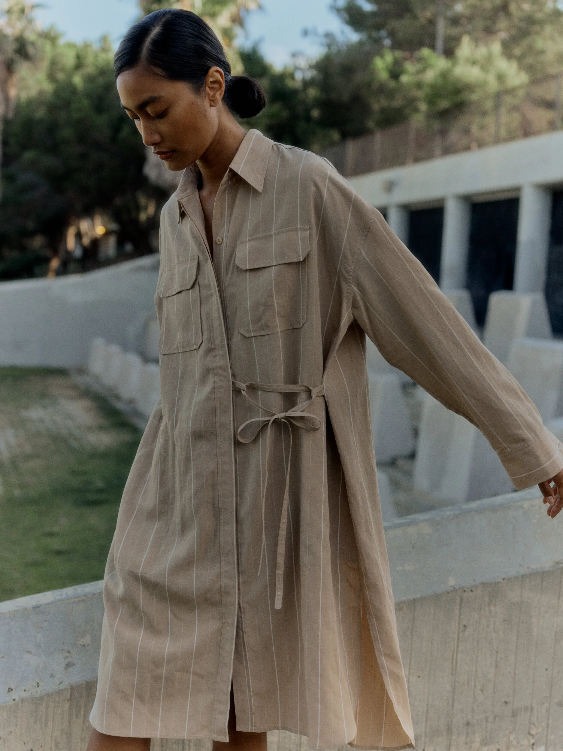 beige oversized shirt