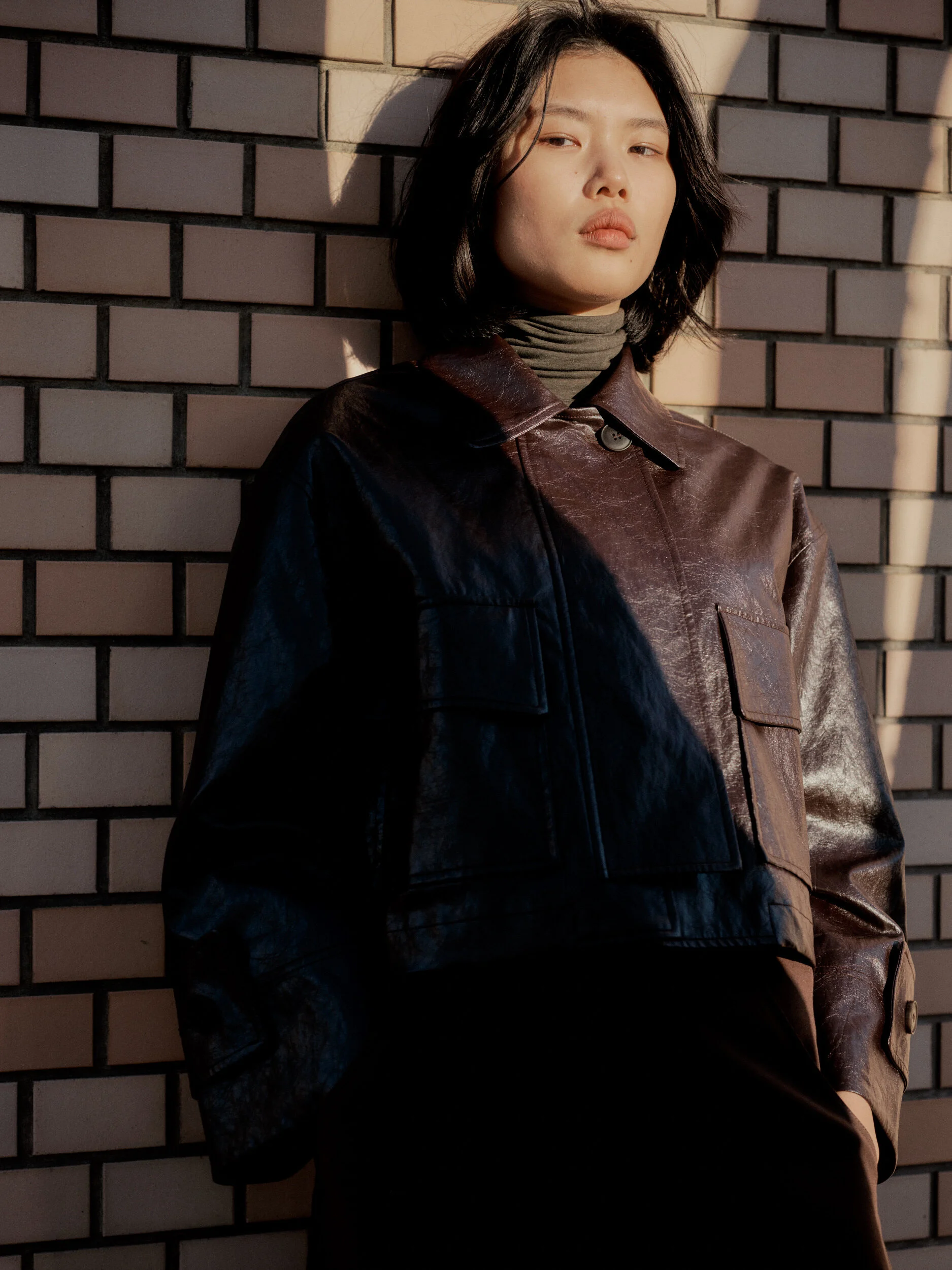 faux leather oversized jacket