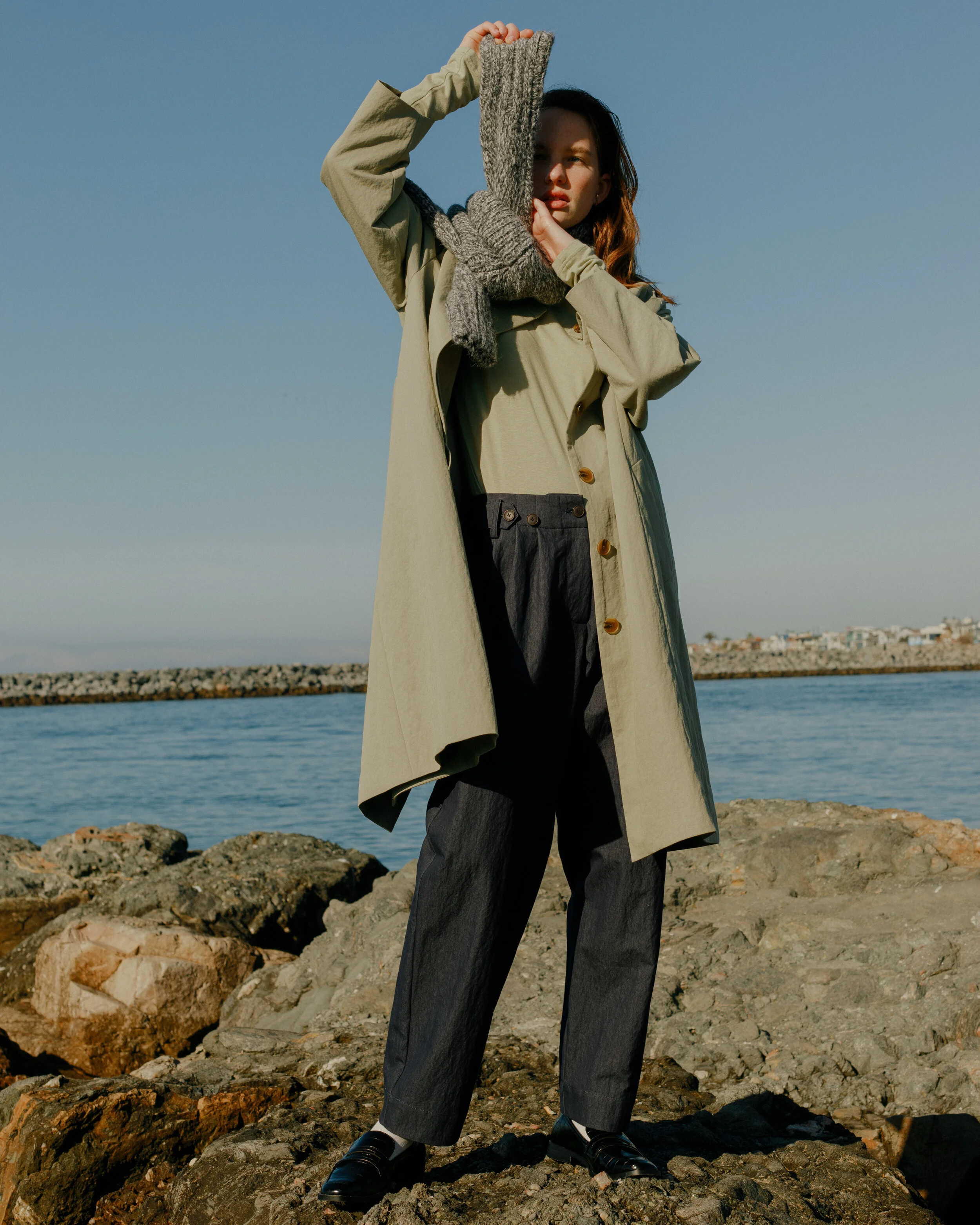 PANDORA Trench da donna n vera PELLE SOFT con colletto urban. Gacca lunga n pelle d agnello