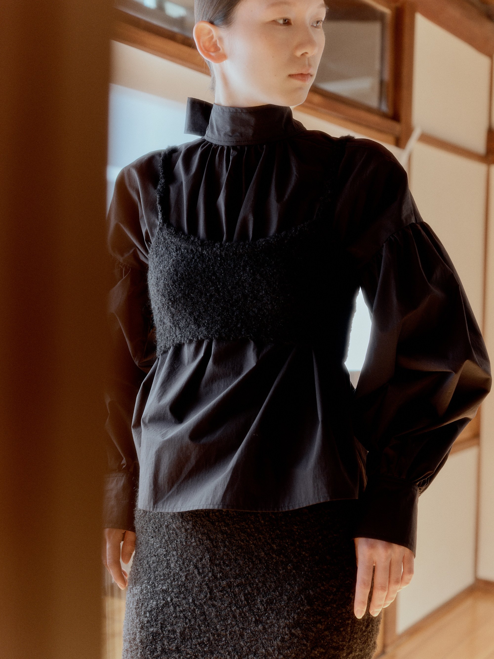 TIE NECK BLOUSE - BLACK — MIJEONG PARK - LA based womenswear label