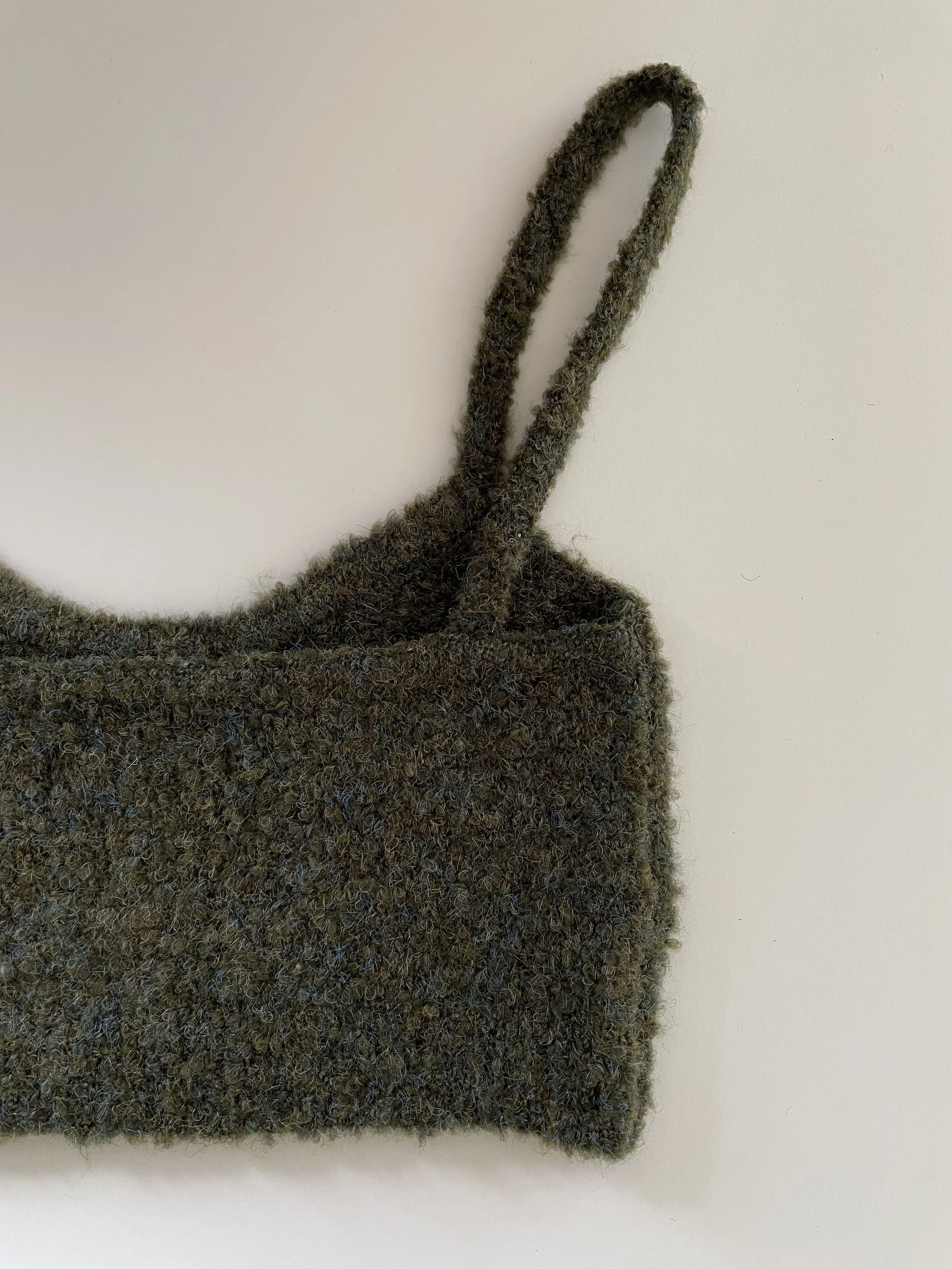 BOUCLE BRA TOP OLIVE — MIJEONG PARK LA based womenswear label