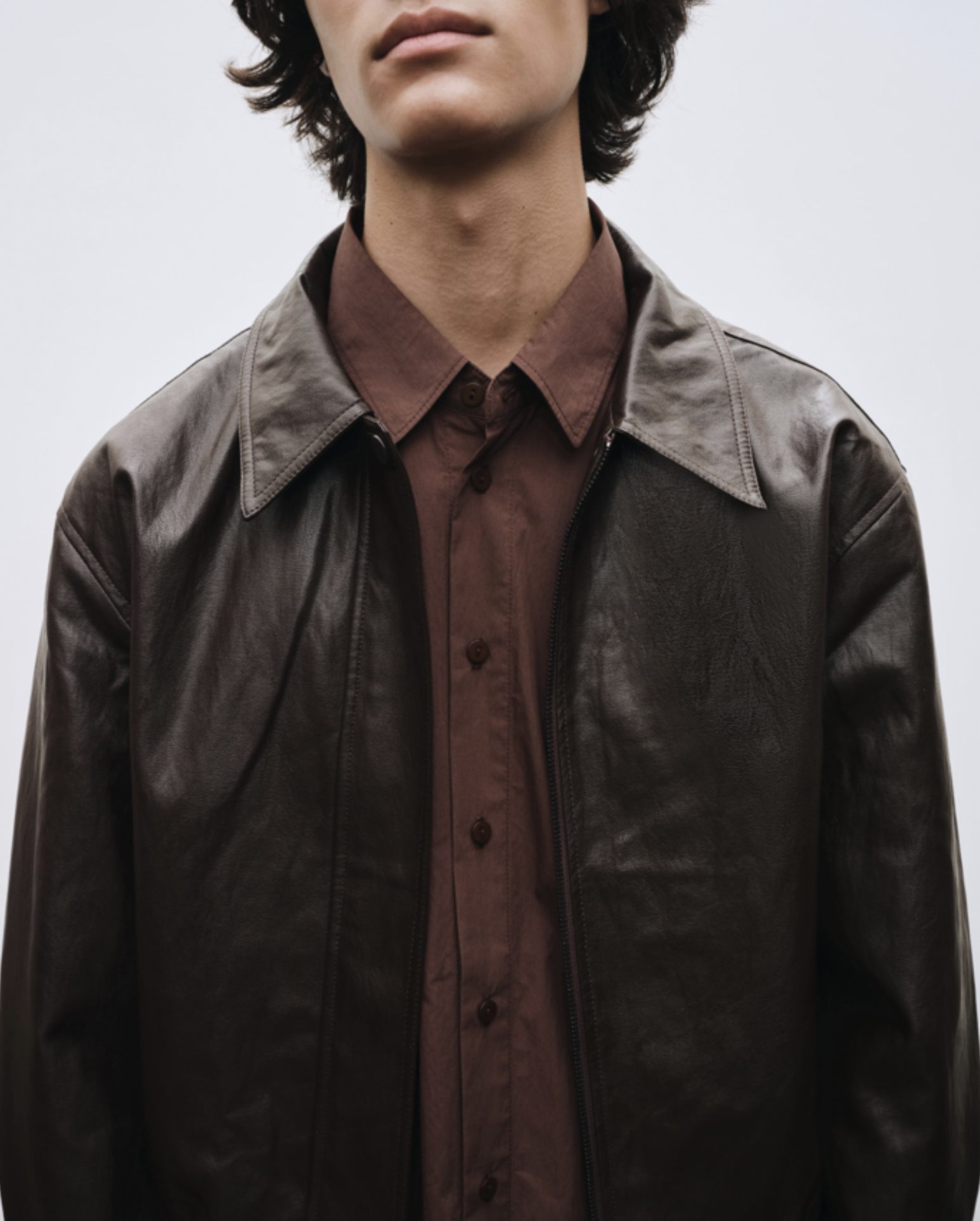 VEGAN LEATHER BLOUSON - BROWN — MIJEONG PARK - LA based womenswear 