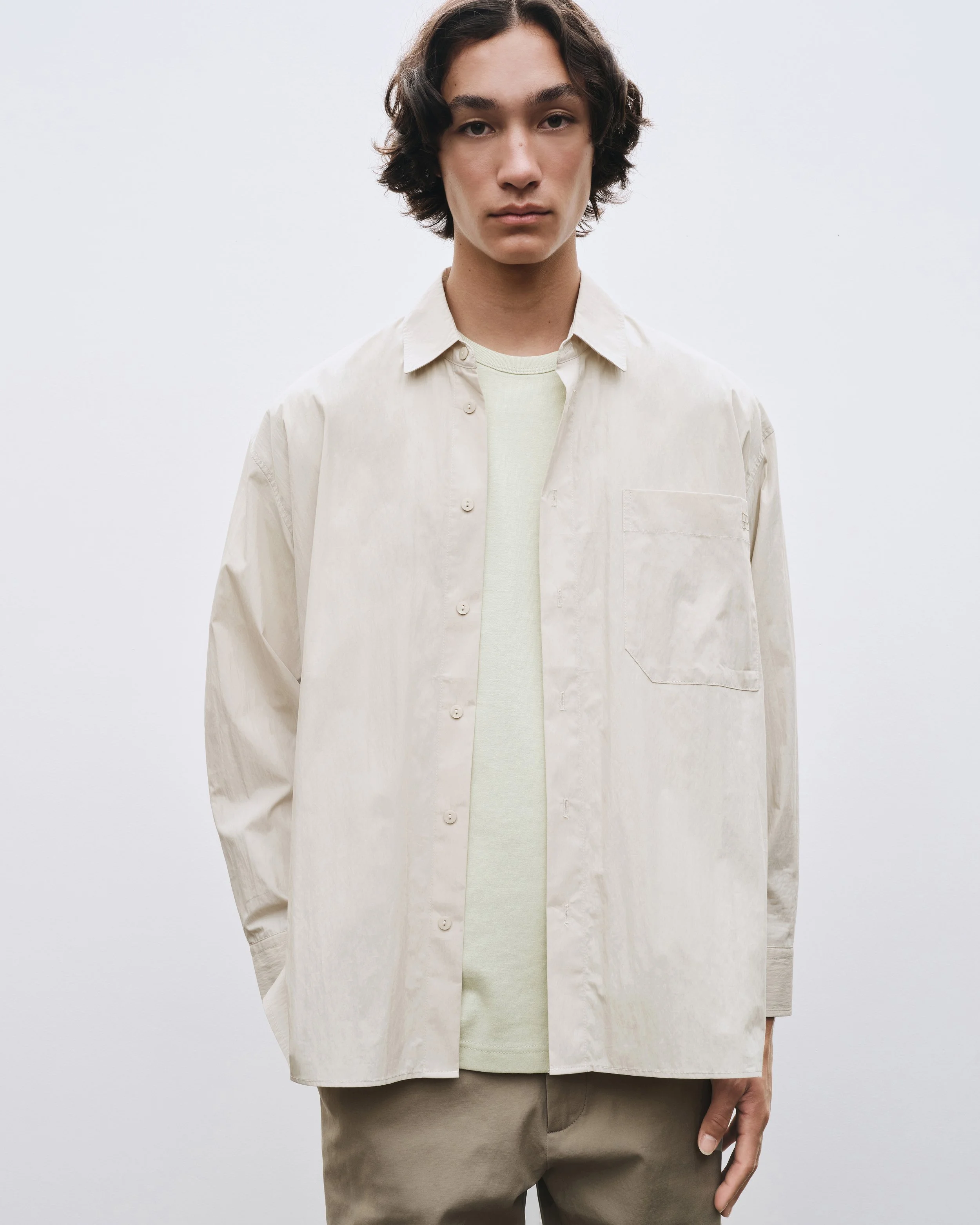 light beige dress shirt L'AGENCE Cosette Shirt In Macadamia/Light Brown Stripe main image 1