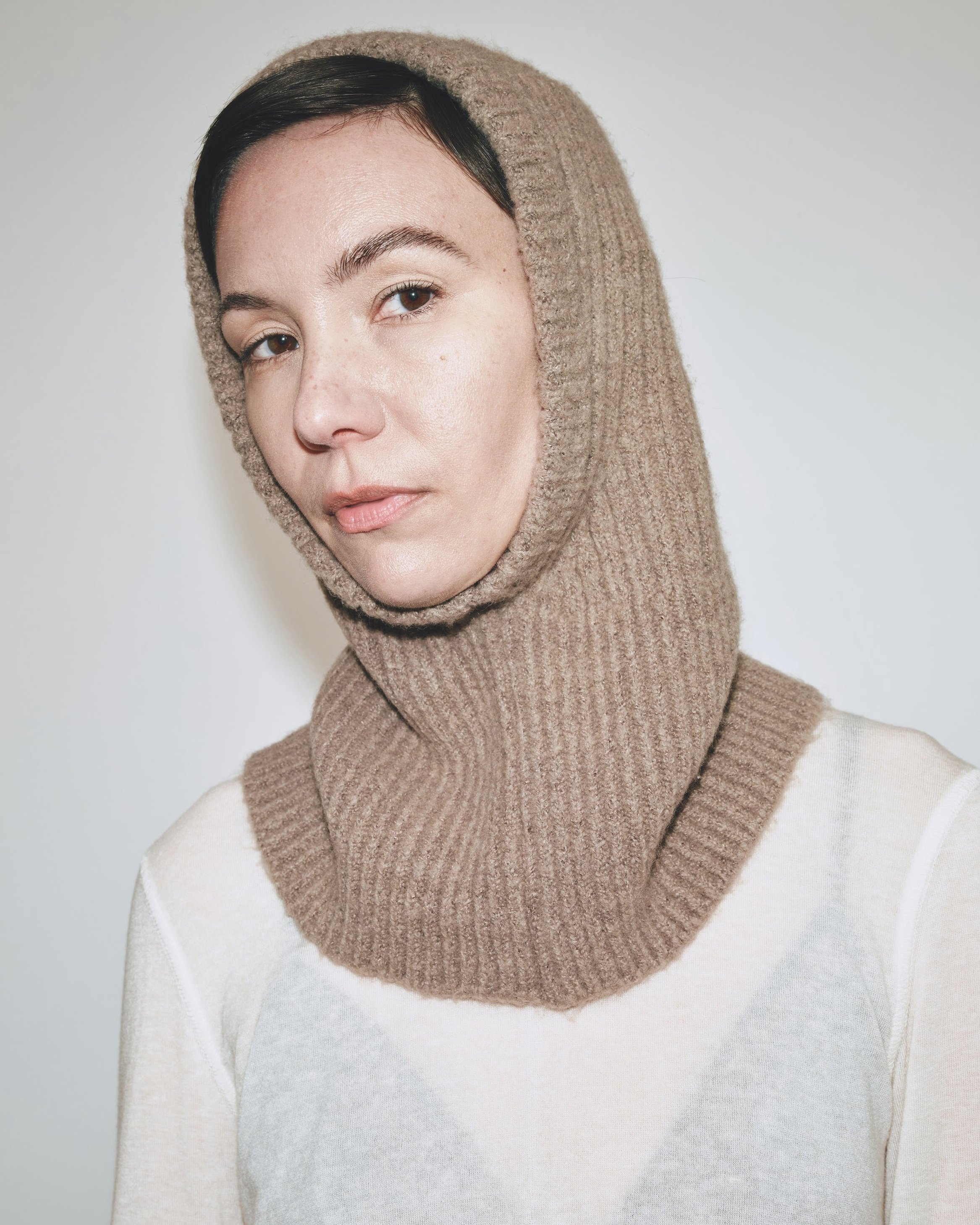 RIBBED KNIT BALACLAVA - BEIGE — MIJEONG PARK - LA based  display picture 3