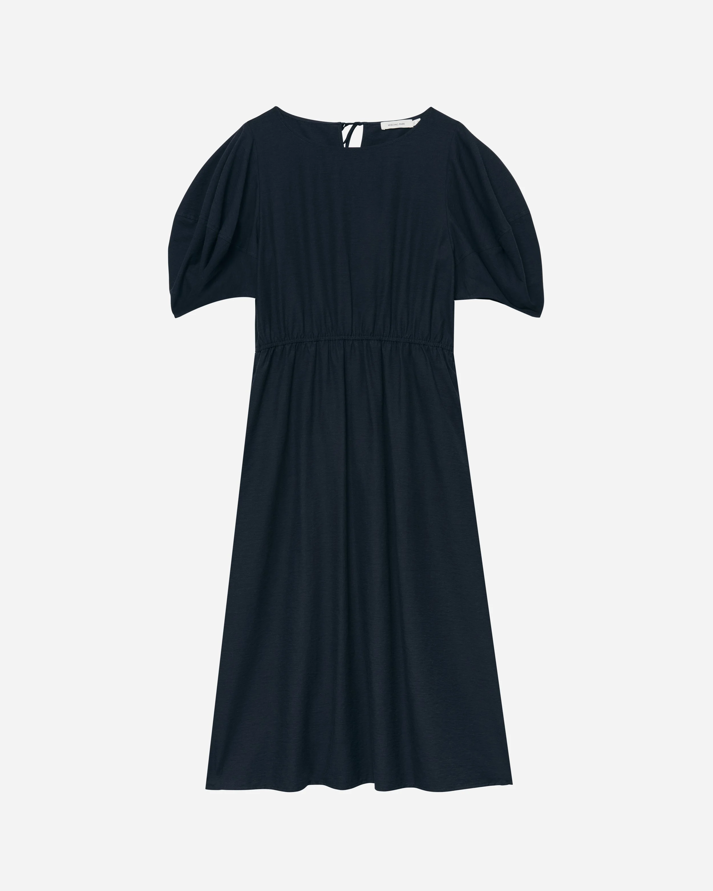 knee length dresses for ladies Shirtdress MELANIE, Midi Puff Sleeves Dress in Pink