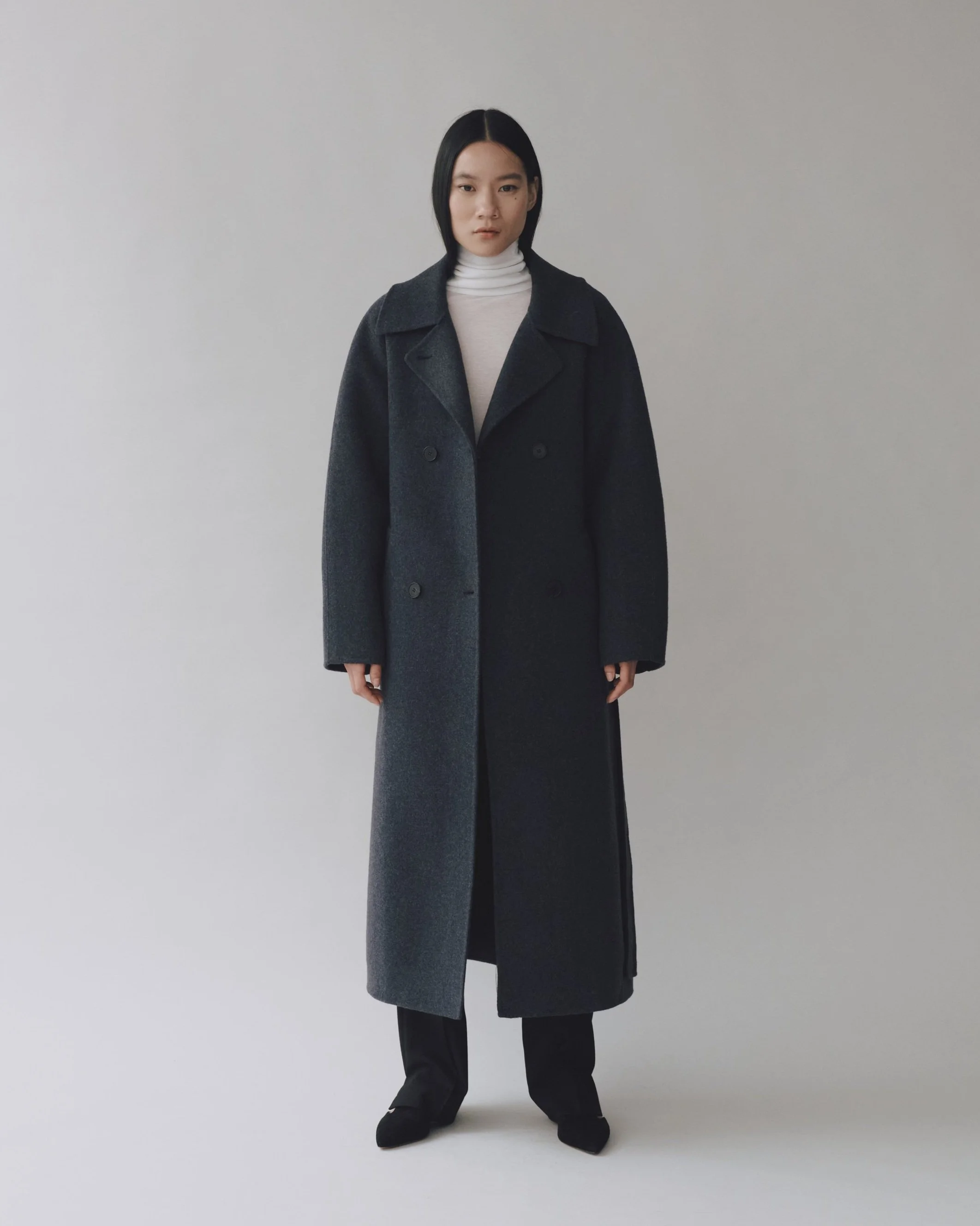 HANDMADE LONG WOOL COAT - BLUE NAVY — MIJEONG PARK - LA 