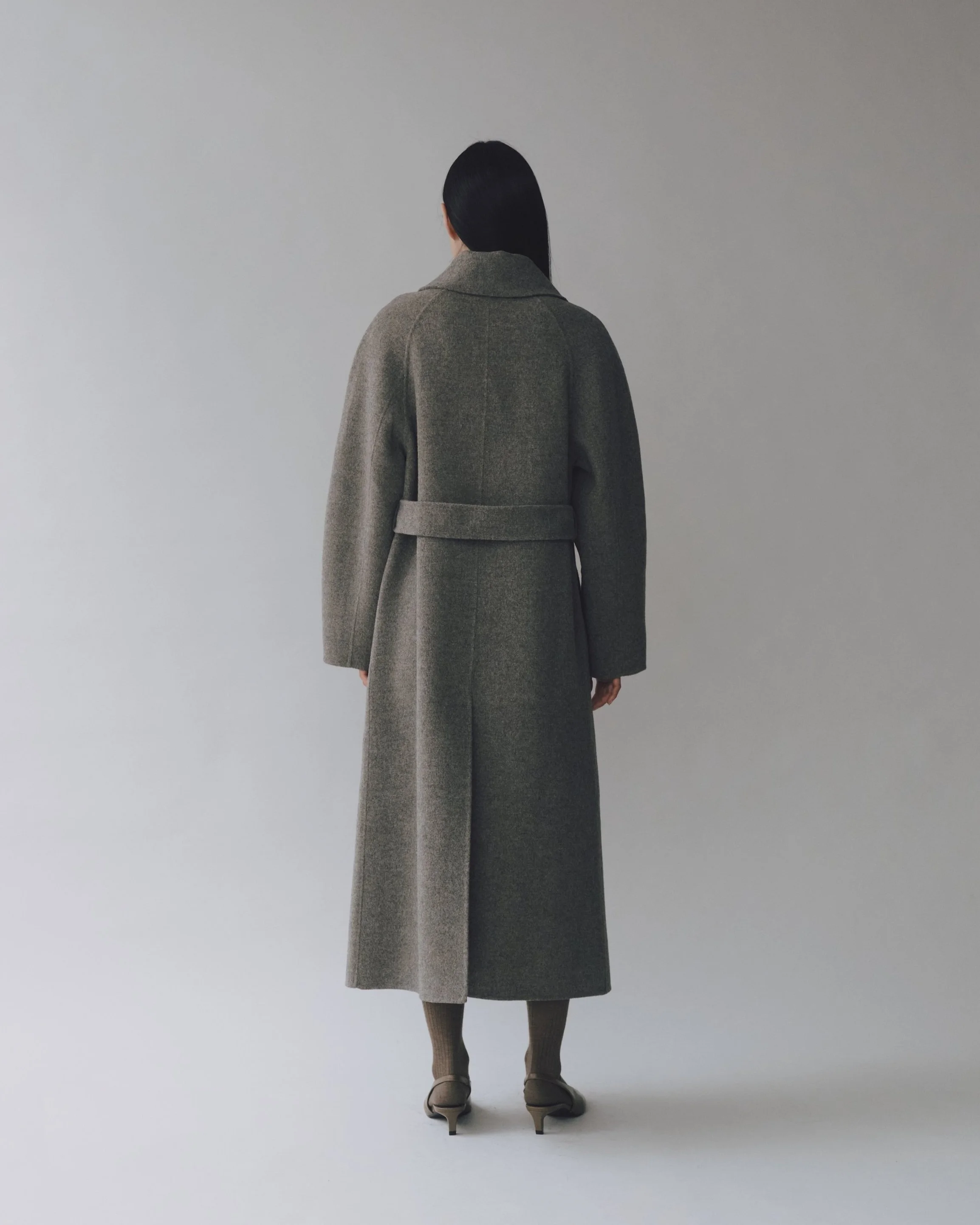HANDMADE LONG WOOL COAT - KHAKI GRAY — MIJEONG PARK - LA based 