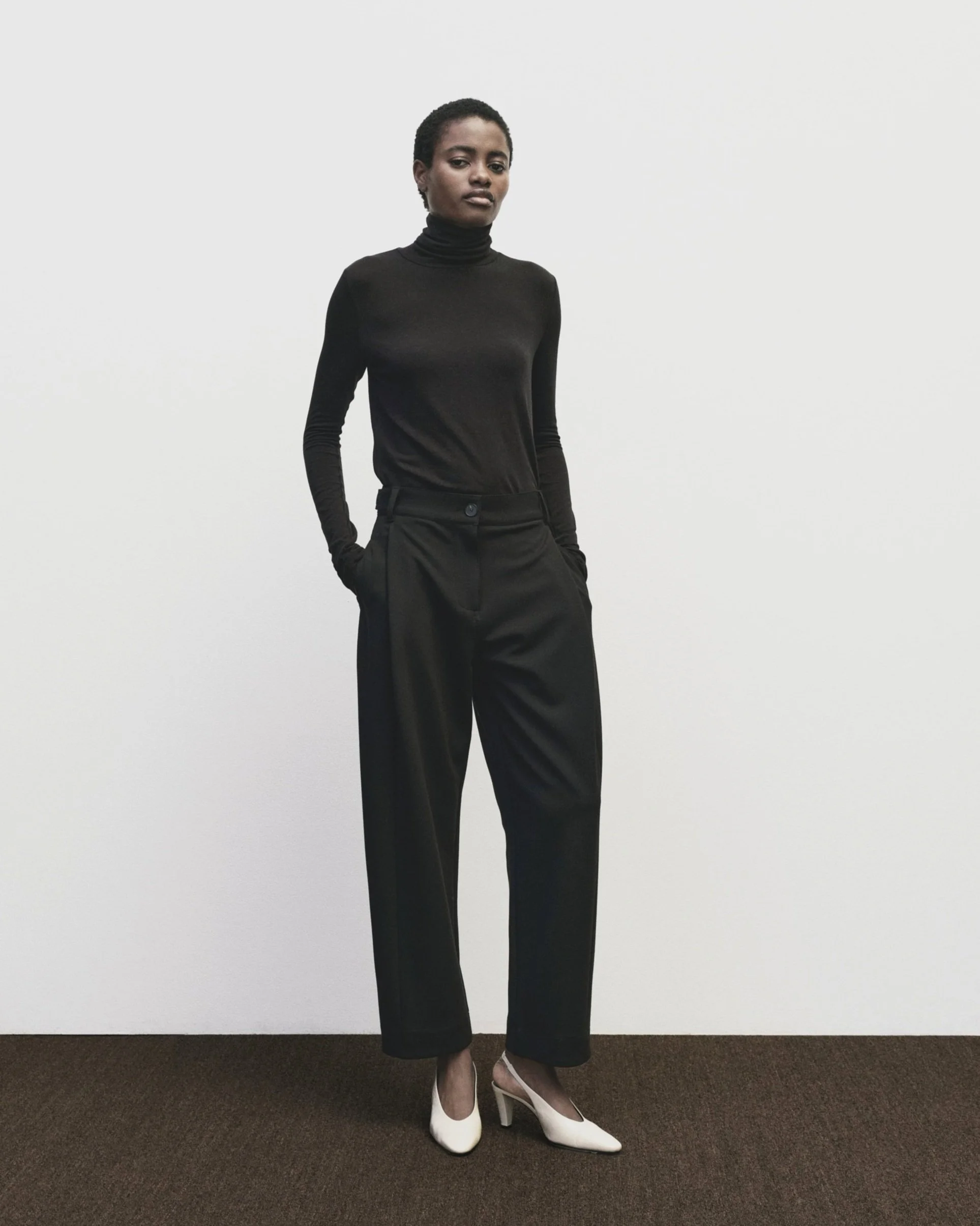 PLEATED BARREL LEG PANTS - BLACK — MIJEONG PARK - LA based 
