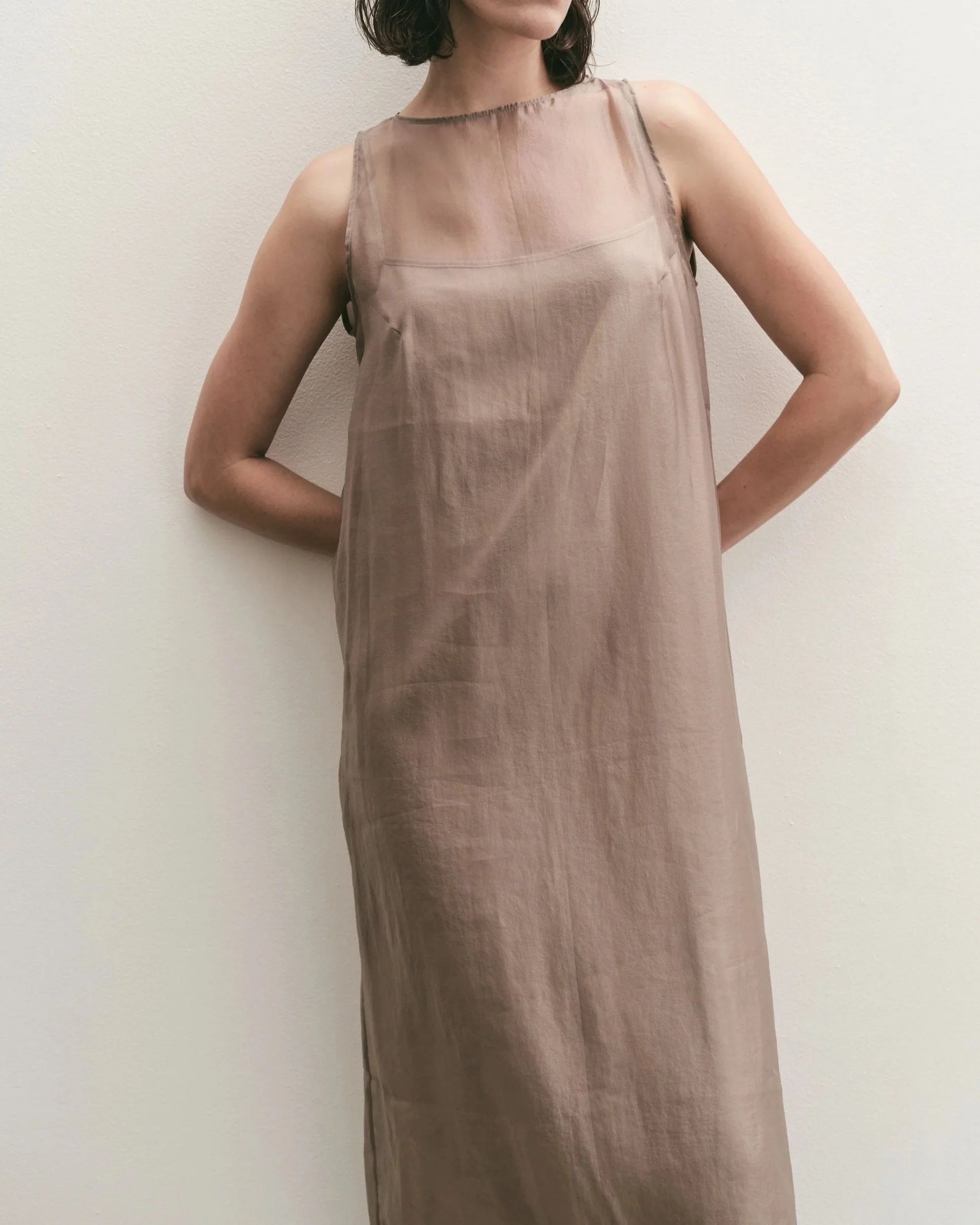 ORGANZA DRESS - DARK BEIGE