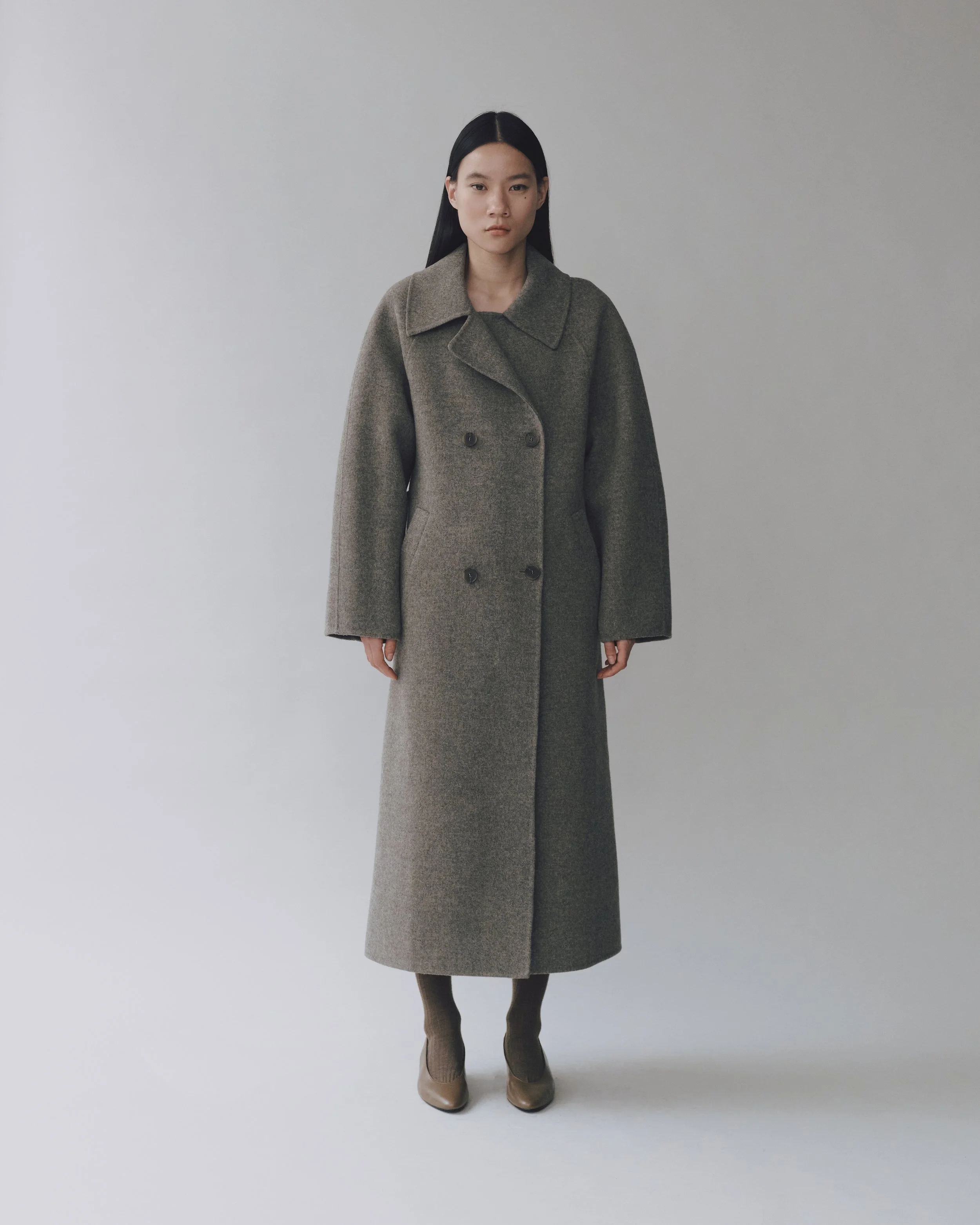 HANDMADE LONG WOOL COAT - KHAKI GRAY — MIJEONG PARK - LA based  